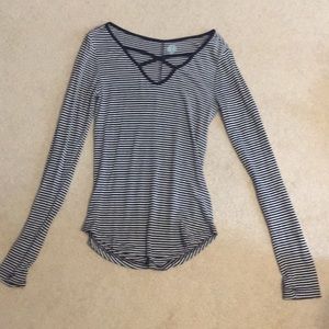 Navy Striped Knitted Sweater Top